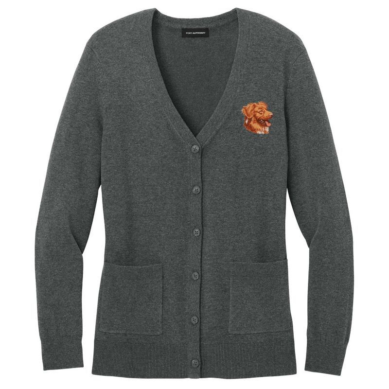 Nova Scotia Duck Tolling Retriever Embroidered Button-Up Cardigan Sweater