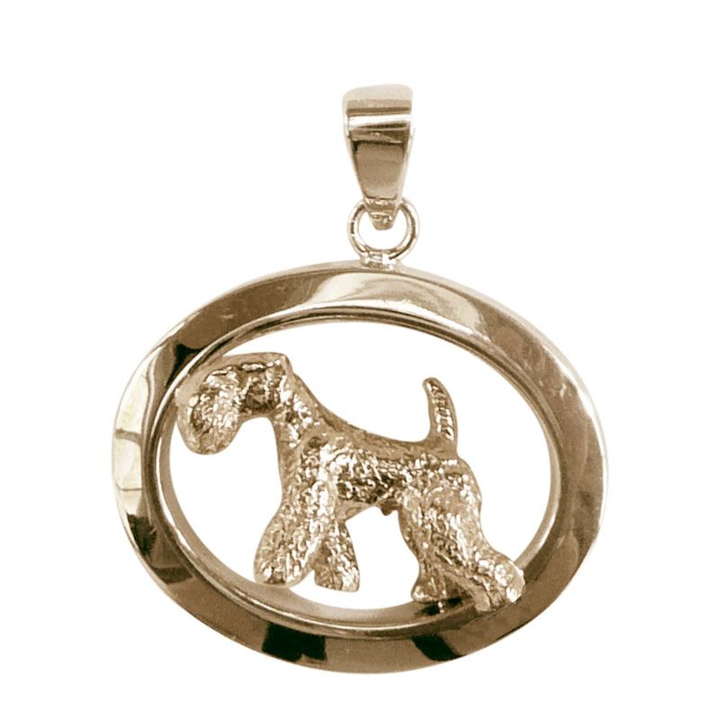 Lakeland Terrier in 14K Gold Classic Oval Pendant