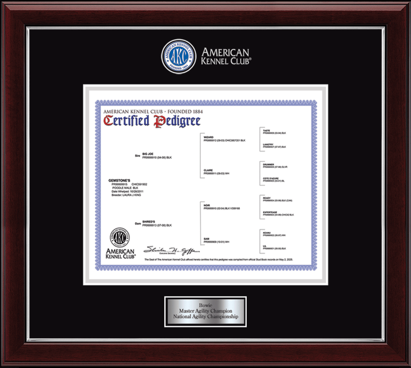 American Kennel Club Masterpiece Medallion Pedigree Frame