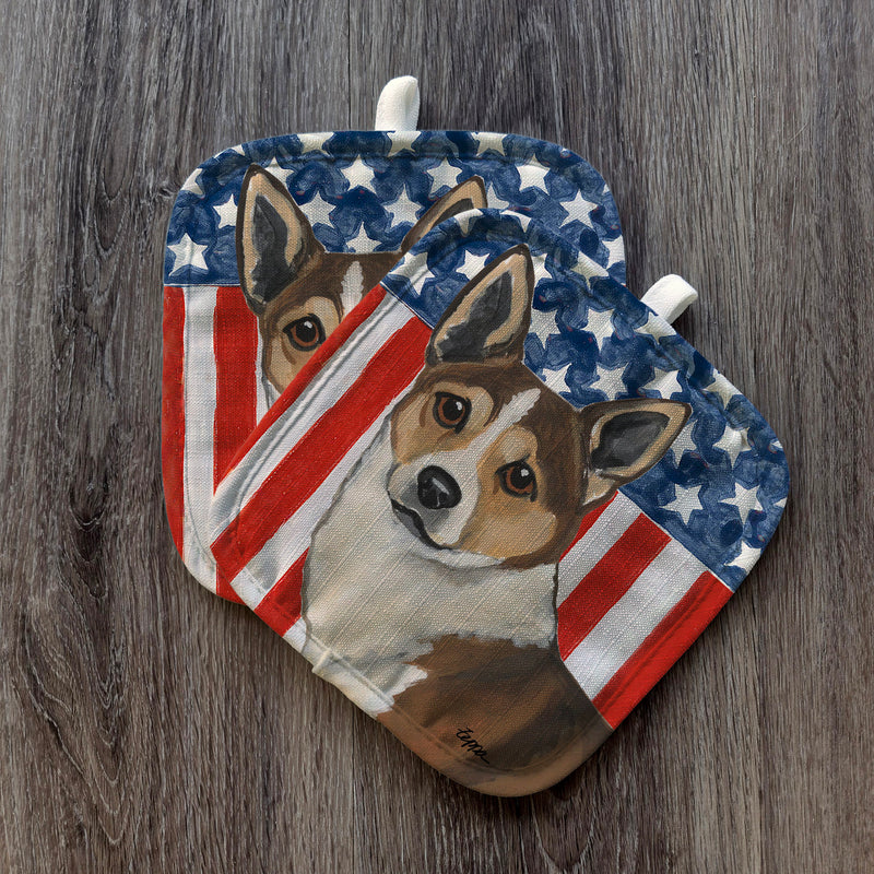 Norwegian Lundehund Americana Pot Holder Set