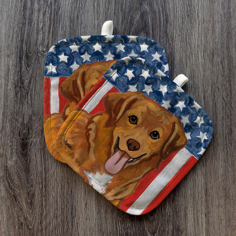Nova Scotia Duck Toller Americana Pot Holder Set