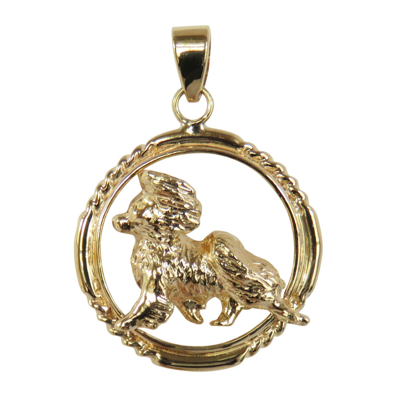 Papillon in 14K Gold Bamboo Circle Pendant