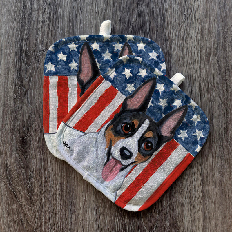 Rat Terrier Americana Pot Holder Set