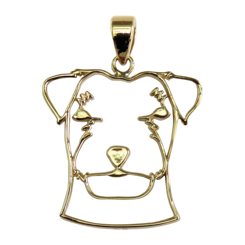 Russell Terrier in 14K Gold Silhouette Cut Out Head Pendant