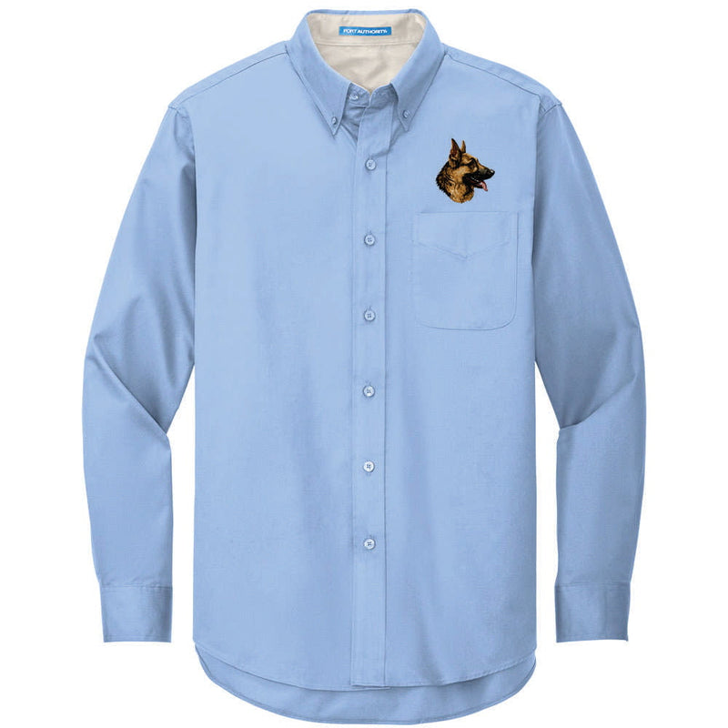 German Shepherd Dog Embroidered Long Sleeve Button Up Shirt