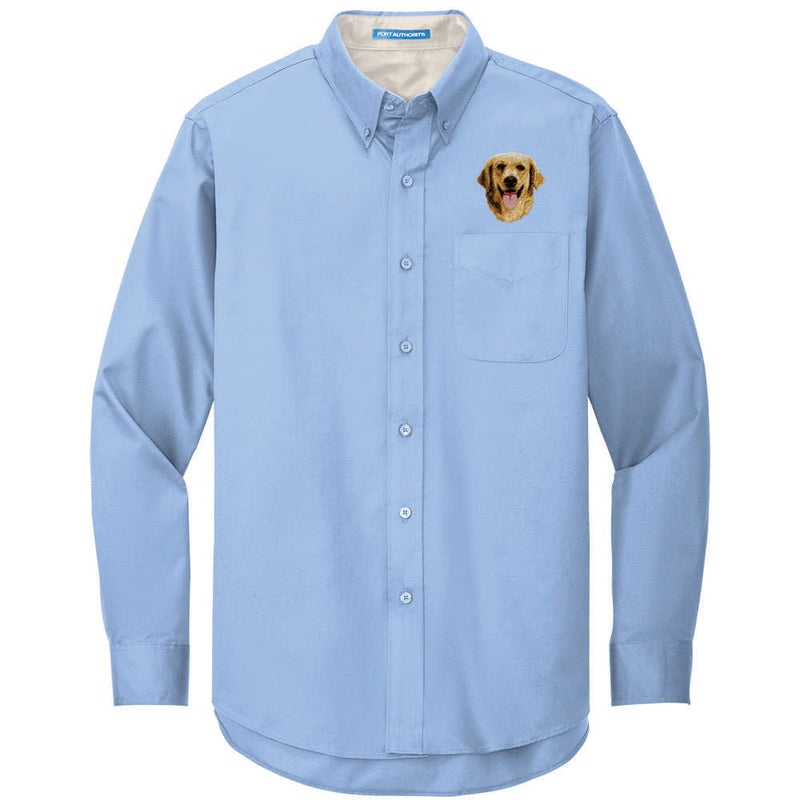 Golden Retriever Embroidered Long Sleeve Button Up Shirt