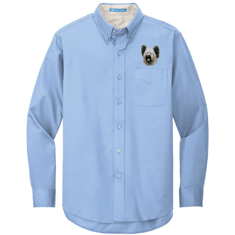 Skye Terrier Embroidered Long Sleeve Button Up Shirt