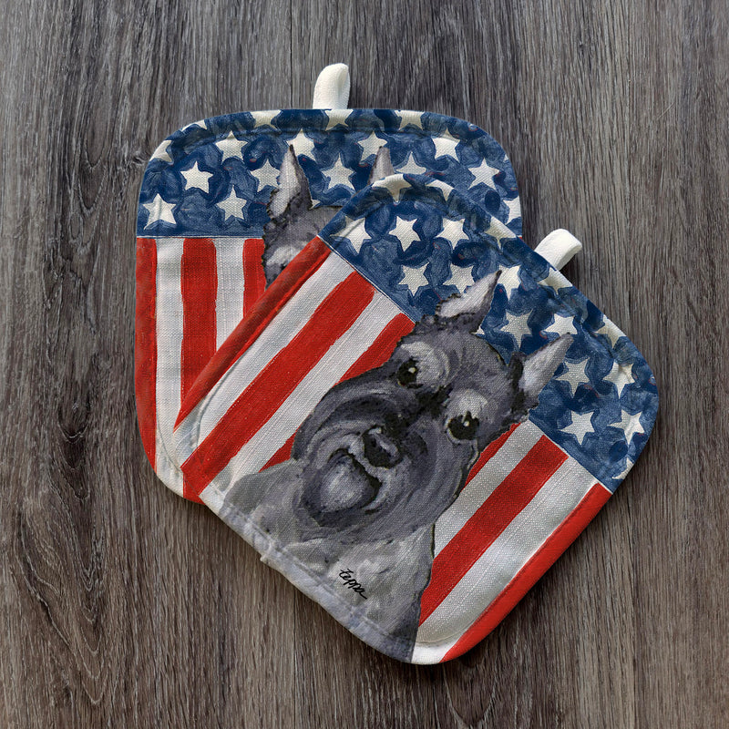 Schnauzer Americana Pot Holder Set