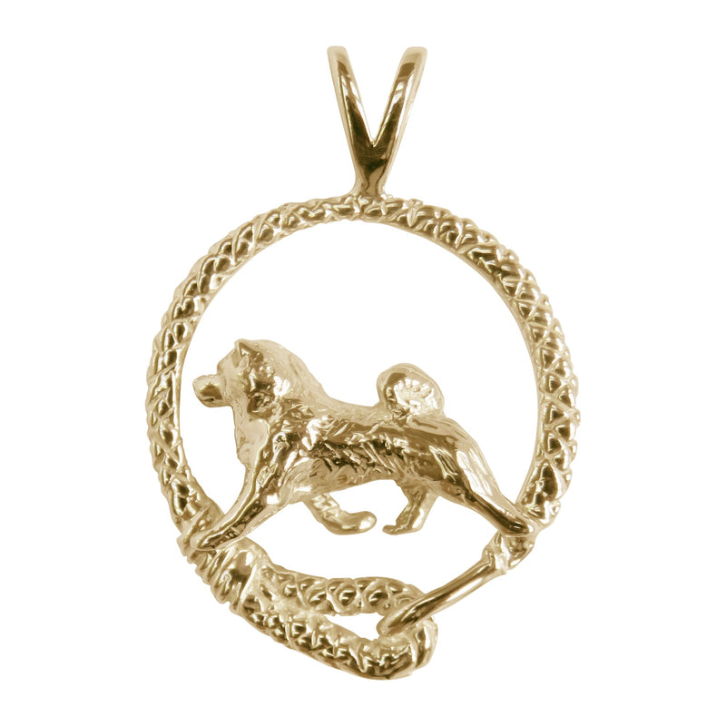 Shiba Inu in 14K Gold Leash Pendant