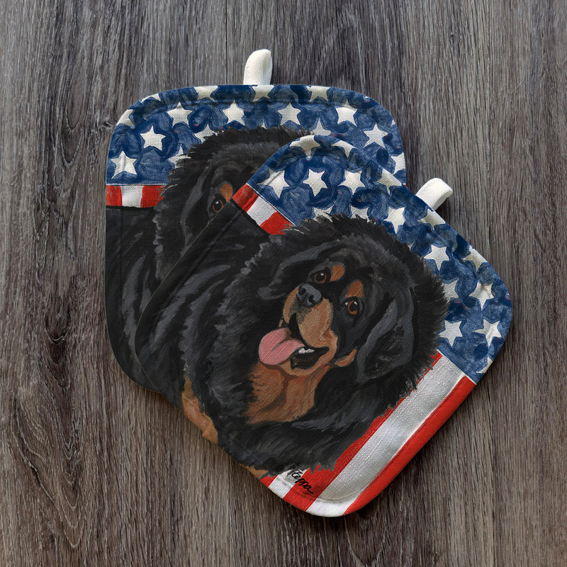 Tibetan Mastiff Americana Pot Holder Set