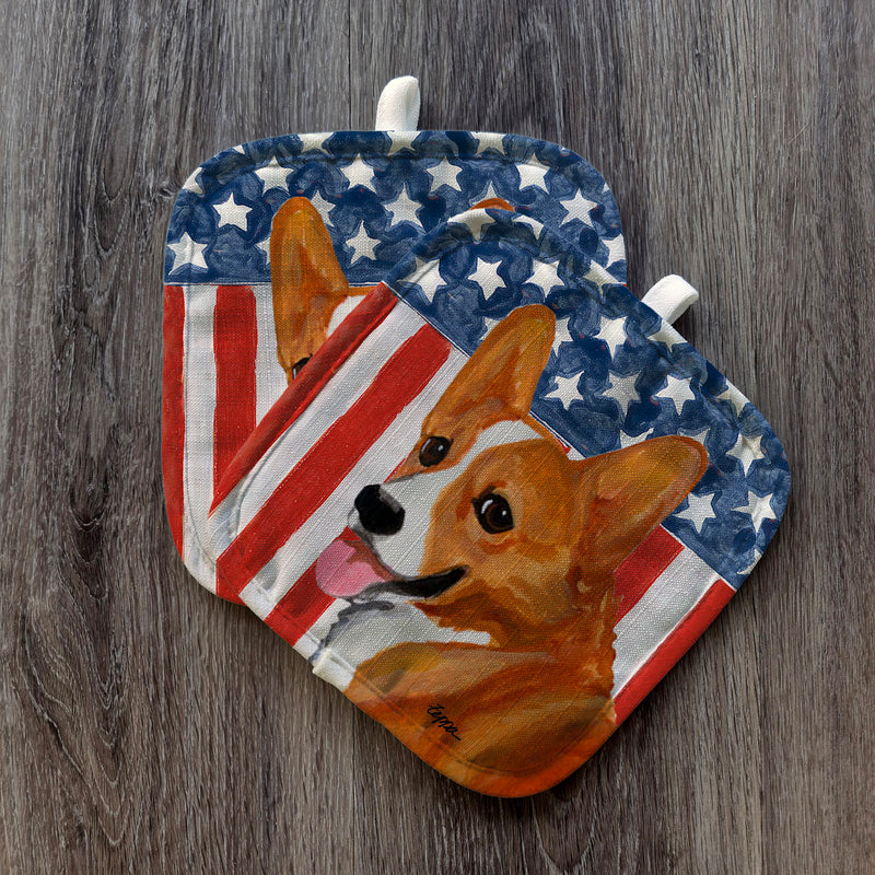 Pembroke Welsh Corgi Americana Pot Holder Set