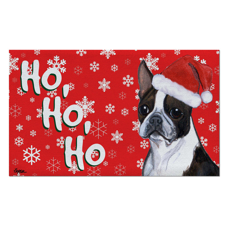 Boston Terrier Holiday Welcome Mat