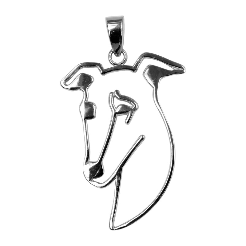 Whippet in Sterling Silver Silhoutte Head Pendant