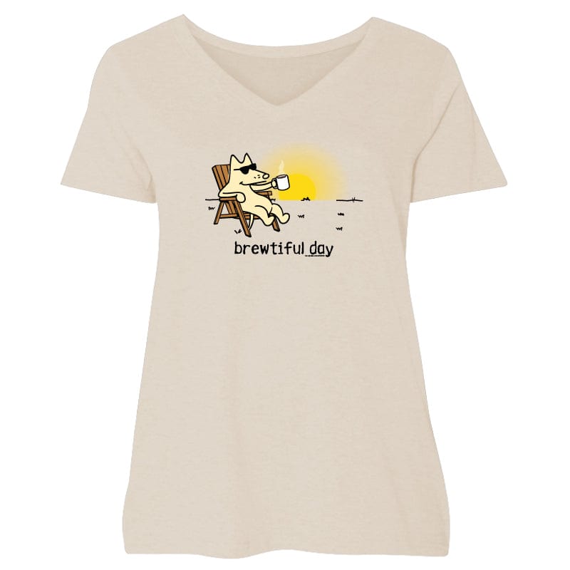 Brewtiful Day - Ladies Curvy V-Neck Tee