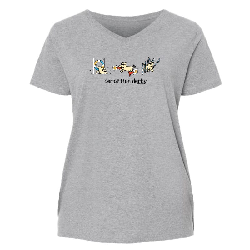Demolition Derby - Ladies Curvy V-Neck Tee