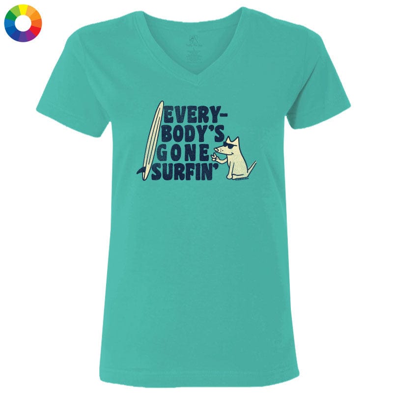 Everybodys Gone Surfin - Ladies T-Shirt V-Neck