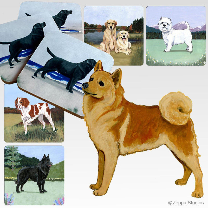 Finnish Spitz Scenic Square Coaster