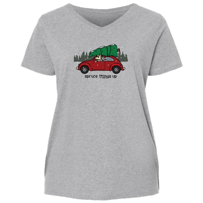Spruce Things Up - Ladies Curvy V-Neck Tee