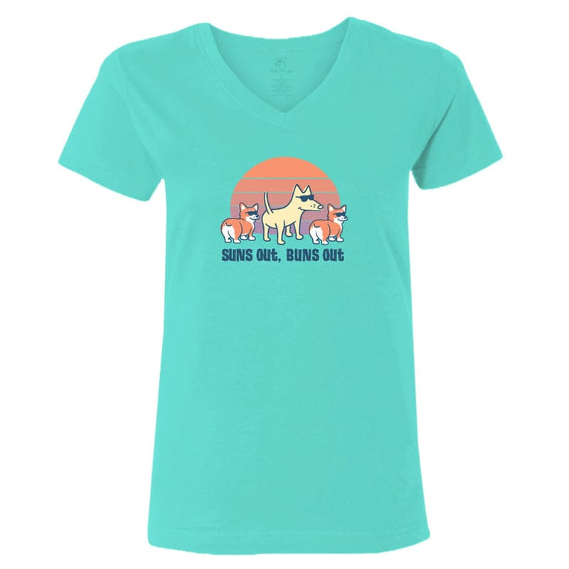 Suns Out Buns Out  - Ladies T-Shirt V-Neck