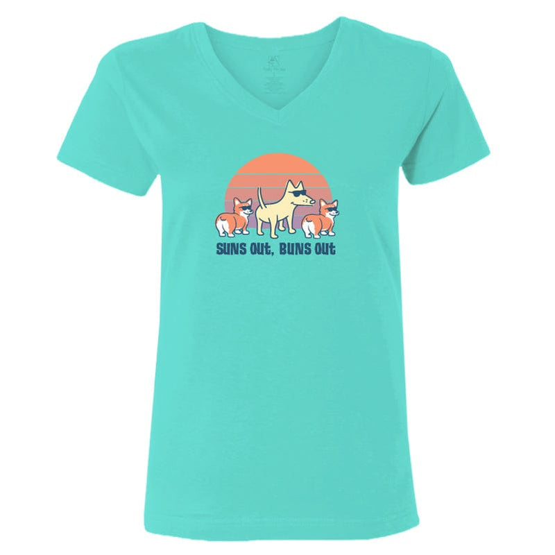 Suns Out Buns Out - Ladies T-Shirt V-Neck