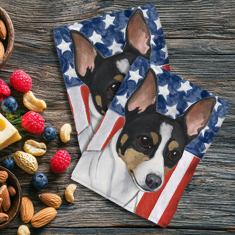 Toy Fox Terrier Americana Kitchen Towel Set