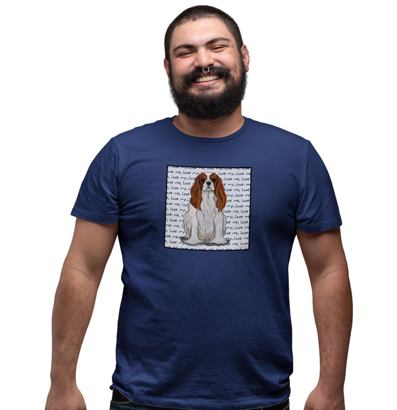 Blenheim Cavalier King Charles Spaniel Love Text - Adult Unisex T-Shirt