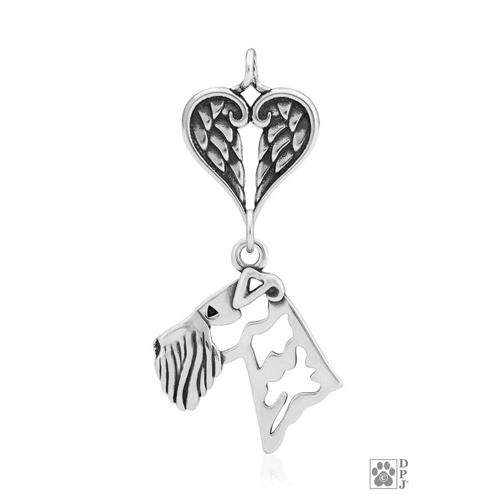 Airedale Terrier, Head, with Engravable Healing Angels Pendant
