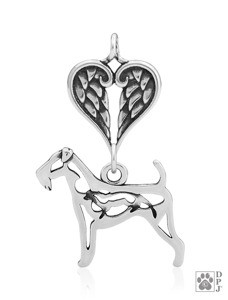 Airedale Terrier w/Otter, Body, with Engravable Healing Angels Pendant