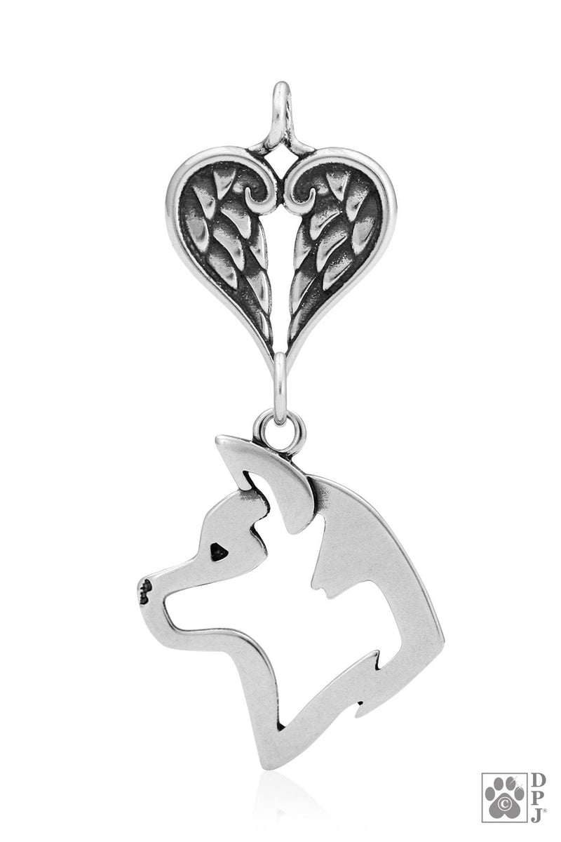 Akita with Engravable Healing Angels Pendant, Head, with Engravable Healing Angels Pendant