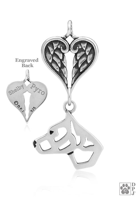 American Staffordshire Terrier Cropped, Head, with Engravable Healing Angels Pendant