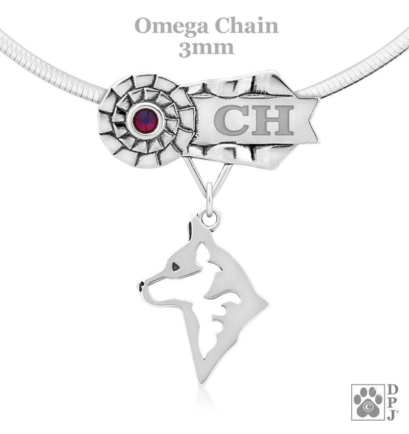 Australian Cattledog, Head, Engravable Ribbon Charm Holder