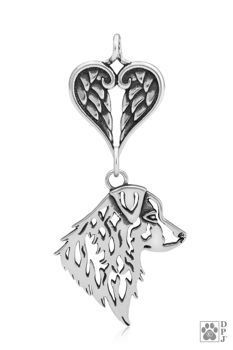 Australian Shepherd, Head, with Engravable Healing Angels Pendant