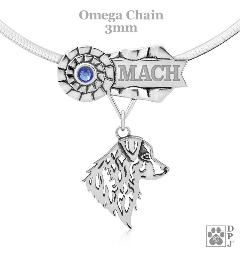 Australian Shepherd, Head, Engravable Ribbon Charm Holder