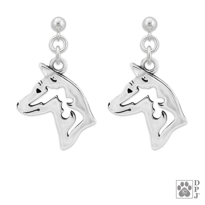 Basenji Sterling Silver Head Earring