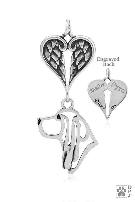 Basset Hound, Head, with Engravable Healing Angels Pendant