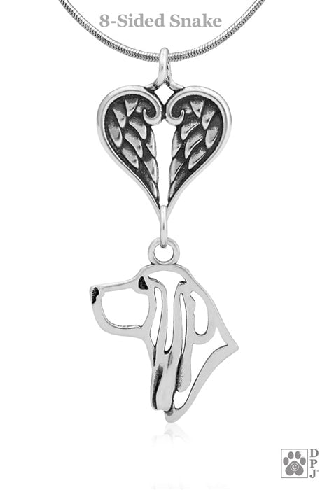 Basset Hound, Head, with Engravable Healing Angels Pendant