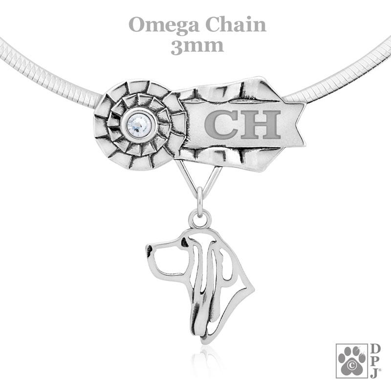 Basset Hound, Head, Engravable Ribbon Charm Holder