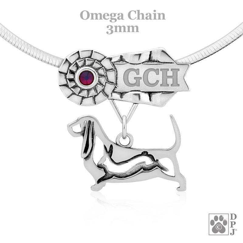 Basset Hound w/ Rabbit, Body, Engravable Ribbon Charm Holder