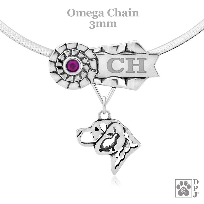 Beagle w/ Bunny, Head, Engravable Ribbon Charm Holder