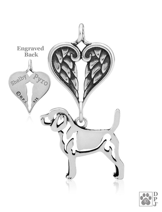 Beagle, Body, with Engravable Healing Angels Pendant