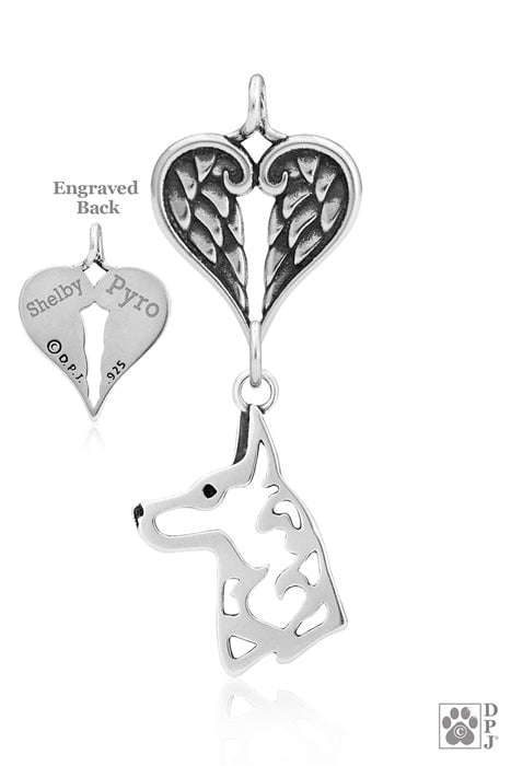 Belgian Malinois, Head, with Engravable Healing Angels Pendant