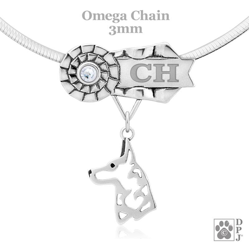 Belgian Malinois, Head, Engravable Ribbon Charm Holder