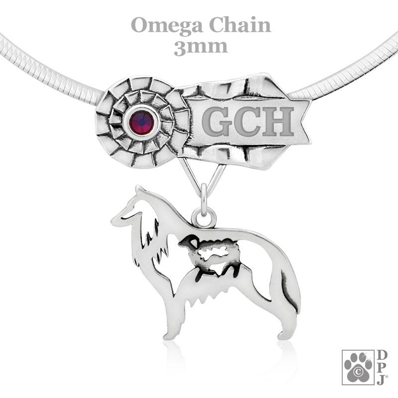 Belgian Sheepdog w/ Sheep, Body, Engravable Ribbon Charm Holder