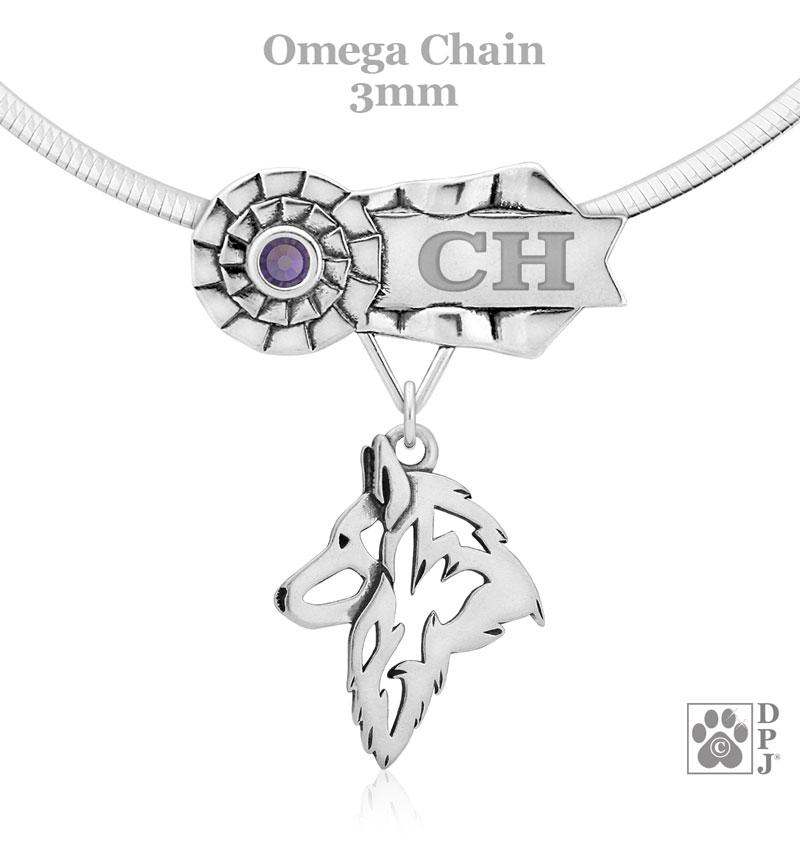 Belgian Tervuren, Head, Engravable Ribbon Charm Holder