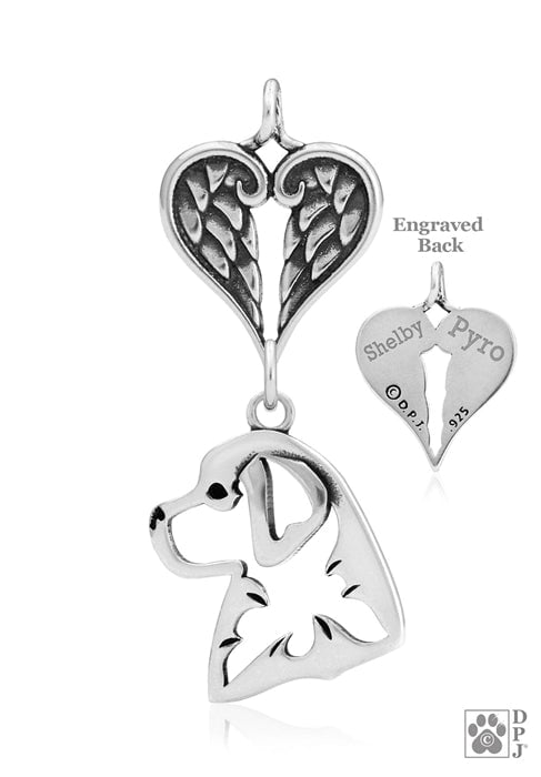 Bernese Mountain Dog, Head, with Engravable Healing Angels Pendant
