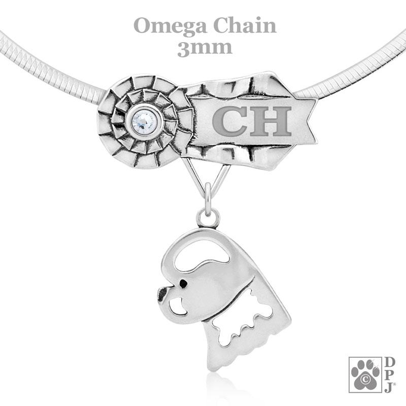 Bichon Frise, Head, Engravable Ribbon Charm Holder