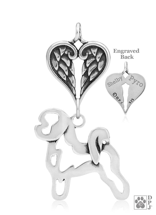 Bichon Frise, Body, with Engravable Healing Angels Pendant