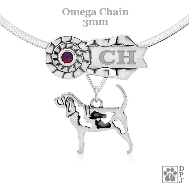 Bloodhound w/ Feet, Body, Engravable Ribbon Charm Holder