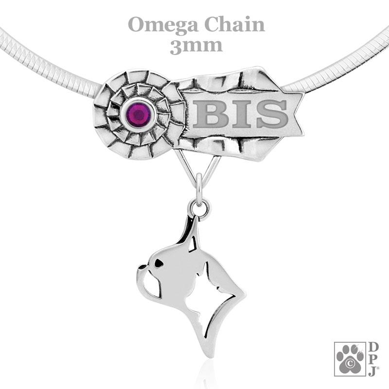 Boston Terrier, Head, Engravable Ribbon Charm Holder