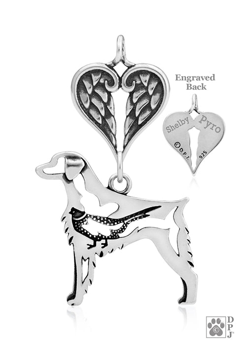 Brittany w/Pheasant, Body, with Engravable Healing Angels Pendant